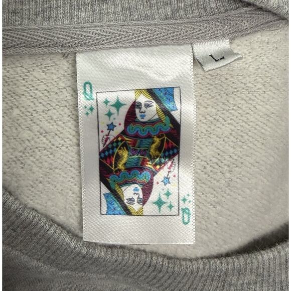 Queen Of Sparkles Neon Sequin Lightning Boot Gray Sweatshirt Top Size Large L - Picture 3 of 3